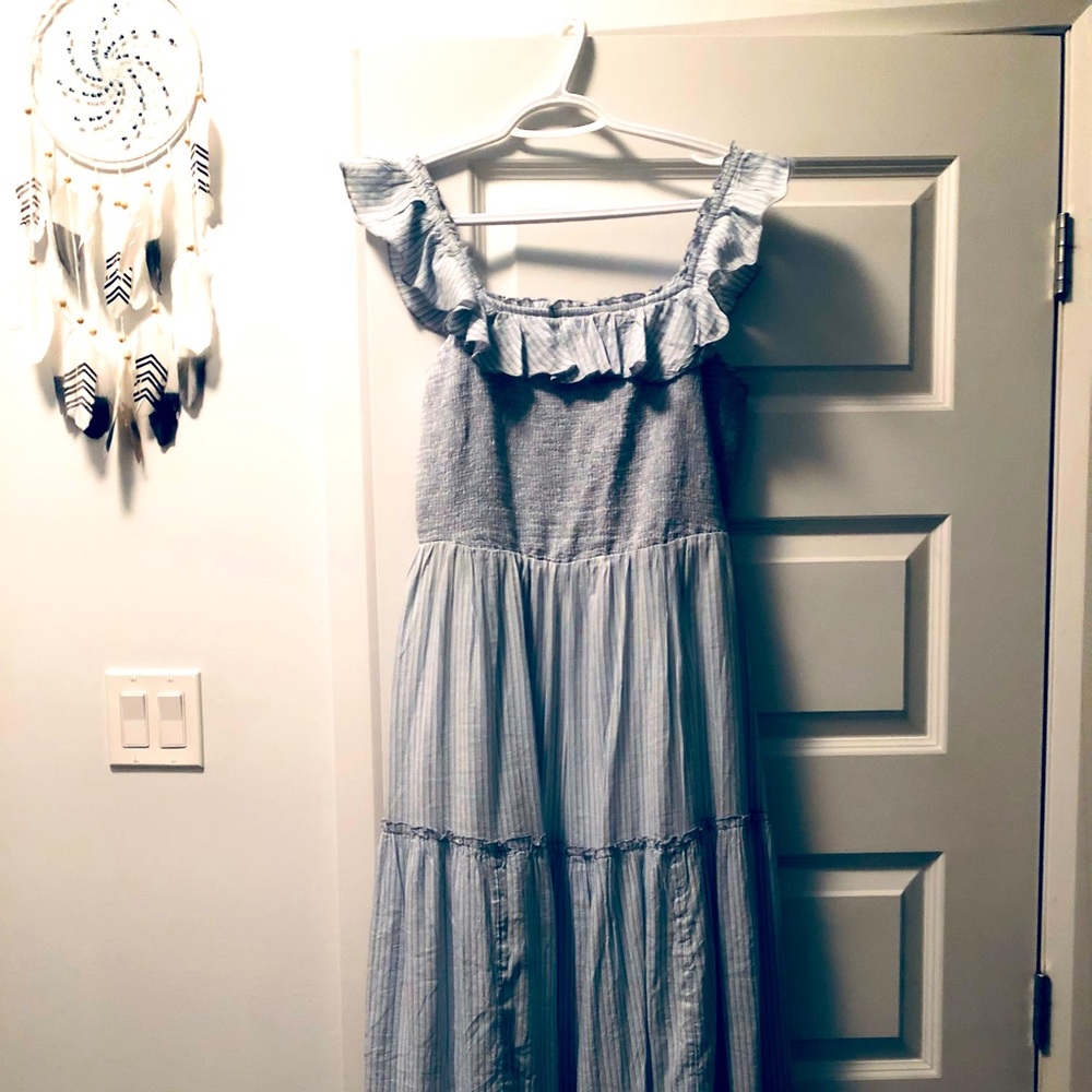 Old Navy Long sleeveless striped dress with ruffle